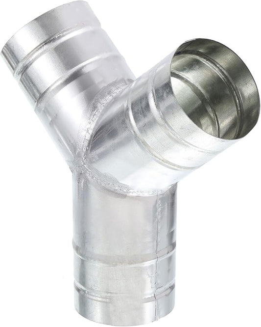 3" Inch Galvanized Steel Y Shape 3 Way Duct Splitter - 45 Degree HVAC Ventilation Fitting for Dryer Vent, Exhaust Fan & Dust Collection Systems