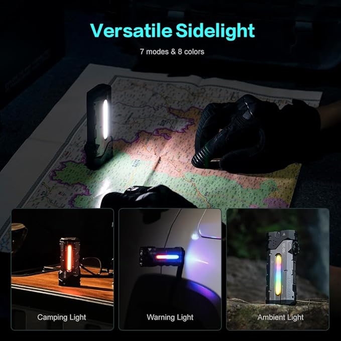 SK05 Pro Flat LED Flashlight with 8000mAh Power Bank, Sidelight Flashlight Combines Floodlight and Spotlight, 4360 High Lumens, Rechargeable, Magnetic Tail, IP68 Perfect for Camping, Outdoor