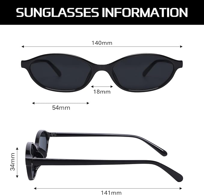 Retro Oval Sunglasses for Women Chic Cat Eye 90s Sunnies Lightweight Narrow Shades Trendy UV protection Sun Glasses