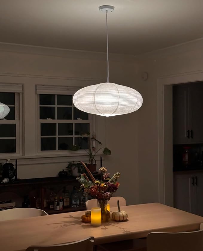 White Oval Paper Lanterns-22" Large Hanging Paper Lantern Lamp, Chinese/Japanese Paper Lantern Pendant Light for Party Decoration, Wedding, Home Decor Ceiling Lampshade(1 Pack)