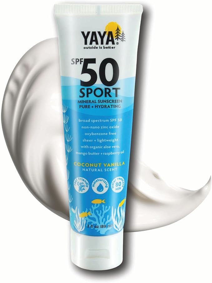 Sport Sun + Bug Protection Bundle by YAYA Organics | Reef-friendly SPF 50 Mineral Sunscreen Lotion and Deet-free Squito Ban Natural Mosquito Repellent | 3 oz / 4 oz