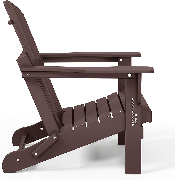 WestinTrends Malibu 2 Piece Set Outdoor Folding Poly Adirondack Chair, Dark Brown