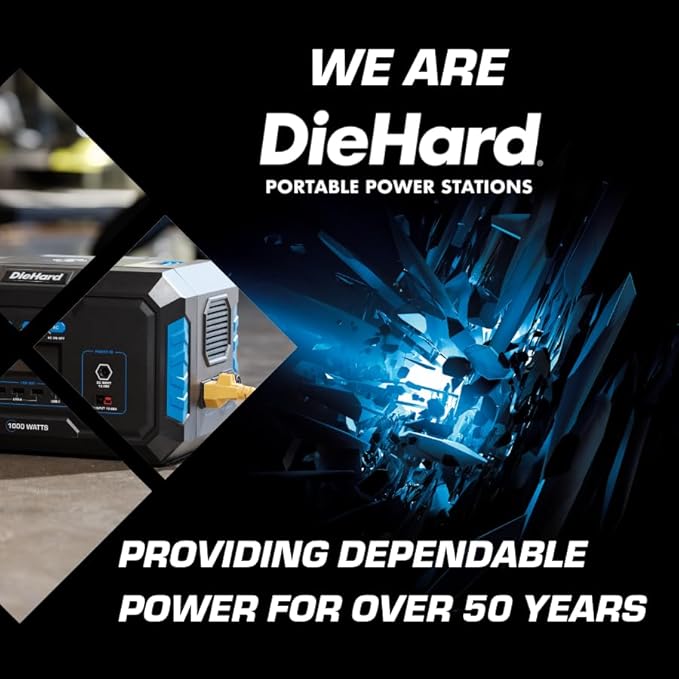 DieHard Portable Power Station 1000-Watt (2000-Watt Peak) - Quiet, Lightweight Solution for Home Backup, Weather Emergencies, Outdoor Recreation, Jobsite and more