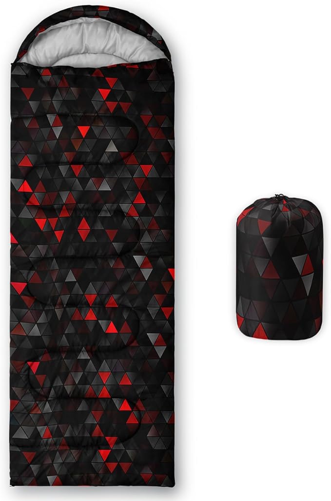 Sleeping Bags for Adults and Kids，3D Printing Camping Sleeping Bag for Girls Boys Lightweight Waterproof Cold/Warm 3-Season，Outdoor Travel with Compression Bags