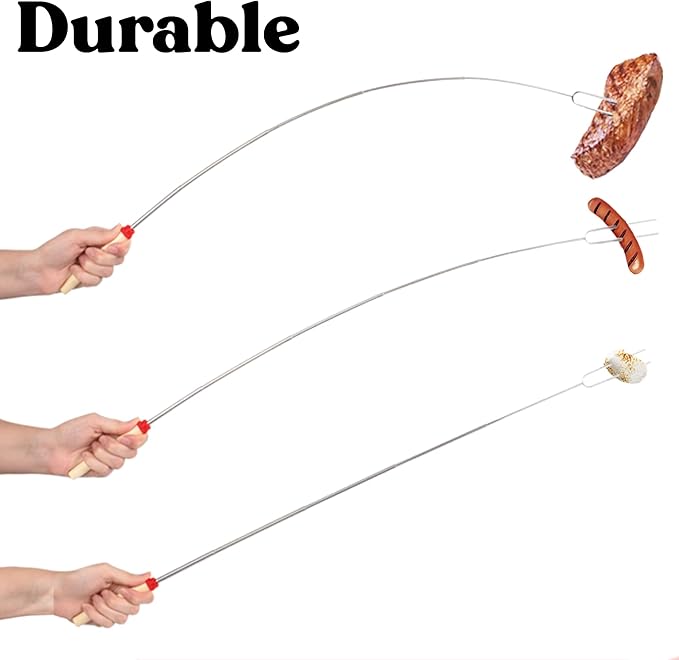 Zulay Sturdy Marshmallow Sticks for Fire Pit Extra Long - Great Smores Sticks Smores Kit for Fire Pit - Marshmallow Roasting Skewers - Hot Dog Fork Bonfire Glamping Camping Accessory 32" Value 4 Pack