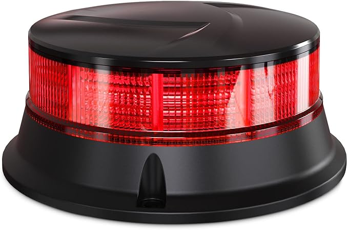Agrieyes Amber Beacon Light 4.2Inch, Flashing Safety Warning Lights Permanent/Magnet Mount (Red, Screw)