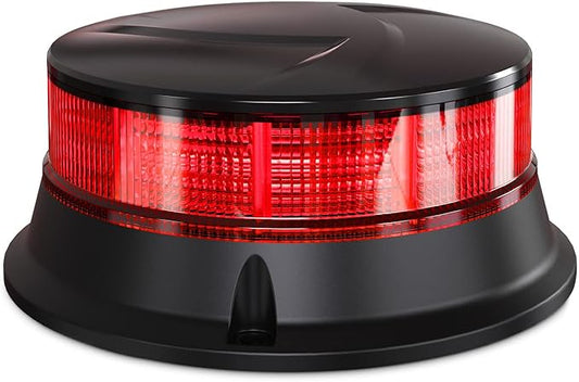 Agrieyes Amber Beacon Light 4.2Inch, Flashing Safety Warning Lights Permanent/Magnet Mount (Red, Screw)