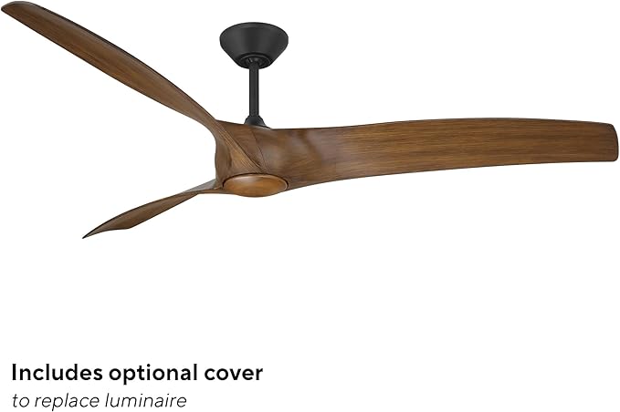 Zephyr Indoor or Outdoor 3-Blade 72in Smart Ceiling Fan in Matte Black Distressed Koa with Adjustable CCT 2700-3000-4000-5000K LED Light Kit and Remote Control works with Alexa and iOS or Android App