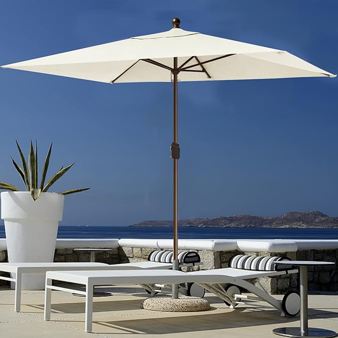 EliteShade USA 10-Year-Non-Fading 6.5x10Ft Rectangular Market Umbrella Patio Umbrella Outdoor Table Umbrella with Ventilation, Natural