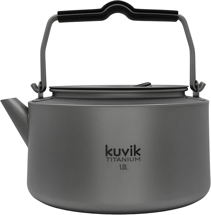 Kuvik Titanium Kettle 1.0L (33.8 oz) - Ultralight and Compact Kettle for Backpacking, Camping, and Home