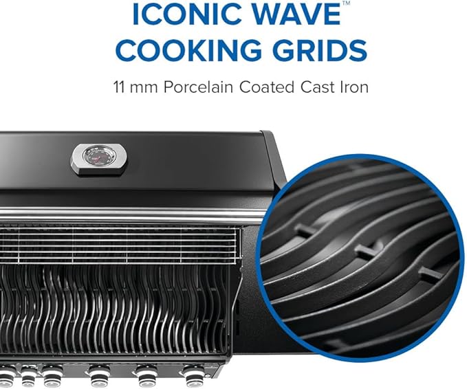 Napoleon Rogue PRO 625 Natural Gas Grill with Infrared Side Burner, Black, Durable 6-Burner Cooking Power