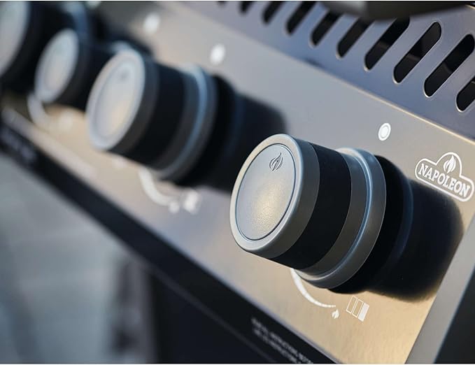 Napoleon Rogue 425 Natural Gas Grill with Range Side Burner, Black, 3 Stainless Steel Main Burners, Durable Heat Control