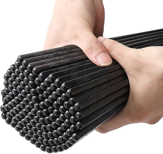 100 Pairs Fiberglass Sushi 24cm/9.4 Inch Chopsticks, Dishwasher Safe, Japanese Style Non-Slip, for Restaurant & Party, Black Ivy.