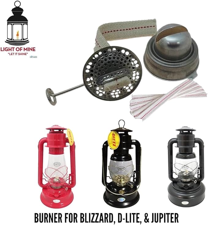 Light of Mine - Dietz #80 Blizzard Oil Lantern with 7/8" Replacement Wick Strips (Replacement Burner with Wick)