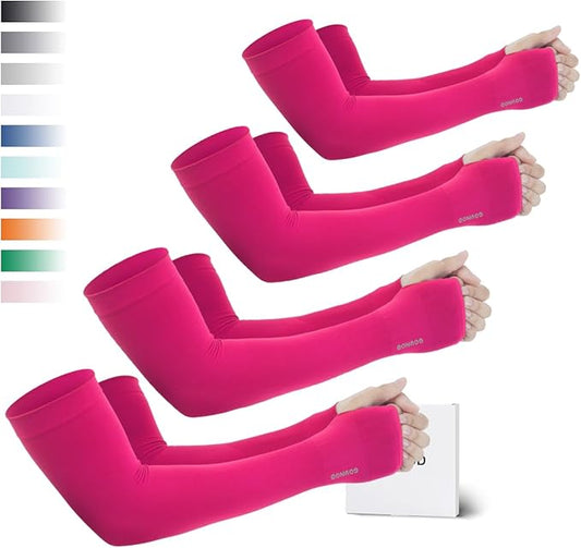 GOUNOD Sun Protection Cooling Arm Sleeves with Thumb Holes - Gardening Outdoors Sports Workouts Sunscreen Arm Sleeves