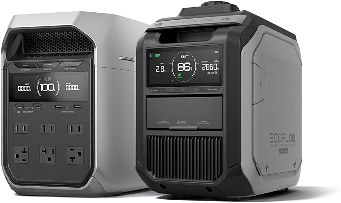 EF ECOFLOW DELTA 3 Plus Power Station with Smart Generator 3000, 2000W Dual Fuel Smart Generator, 1024Wh LFP Battery for Home Backup, Camping&RV