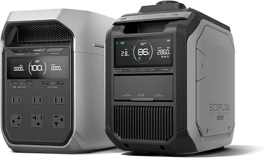 EF ECOFLOW DELTA 3 Plus Power Station with Smart Generator 3000, 2000W Dual Fuel Smart Generator, 1024Wh LFP Battery for Home Backup, Camping&RV