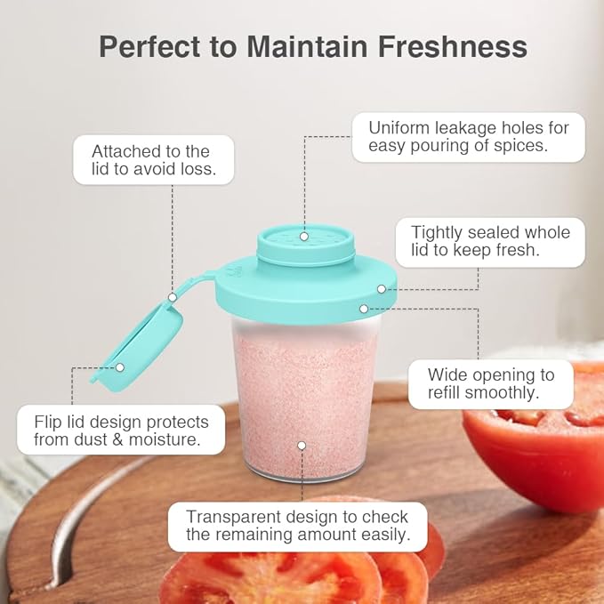 Sophico Small Salt and Pepper Shakers Set with Moisture Proof Sinlicone Lids, 4.5oz Mini Spice Shaker to go for Camping Travel Picnic Lunch Boxes (purple & blue, Medium & Large)