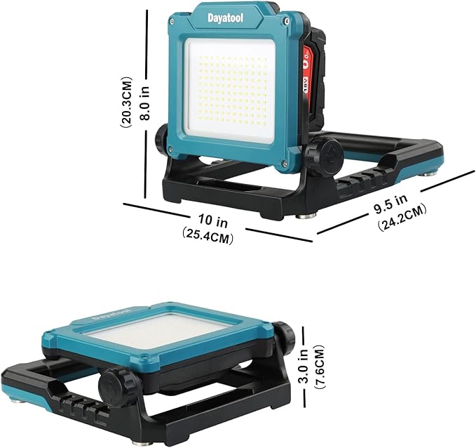4000Lumens Work Flood Light Cordless, Magnetic Portable Led Work Lights for Job Sites Lighting, Compatible for Makita, Dewalt 20V, Milwaukee 18V m18 Lithium Tool Battery, Blue