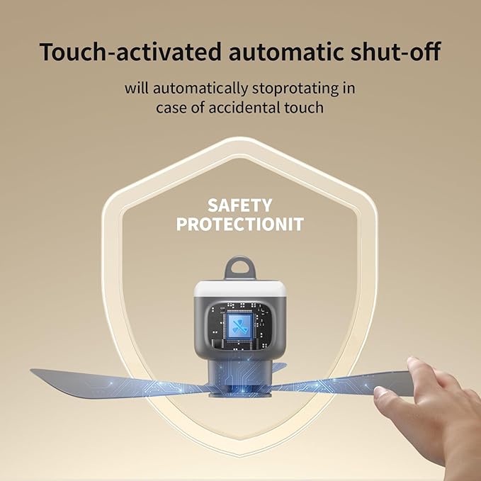 VVU&CCO 18' Portable Ceiling Fan with Light for Patio Canopy Tent Porch RV, 4 Speed Adjustment with Lighting, 8 Hours Timer & Use Time Up to 30H, 12000mAh Battery -operated Ceiling Fan with Remote