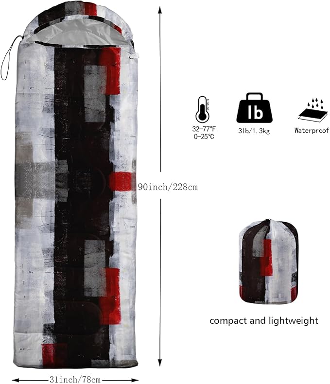 Sleeping Bags for Adults and Kids Backpacking Camping Sleeping Bags for Girls and Boys Lightweight Waterproof Cold/Warm 3-Season