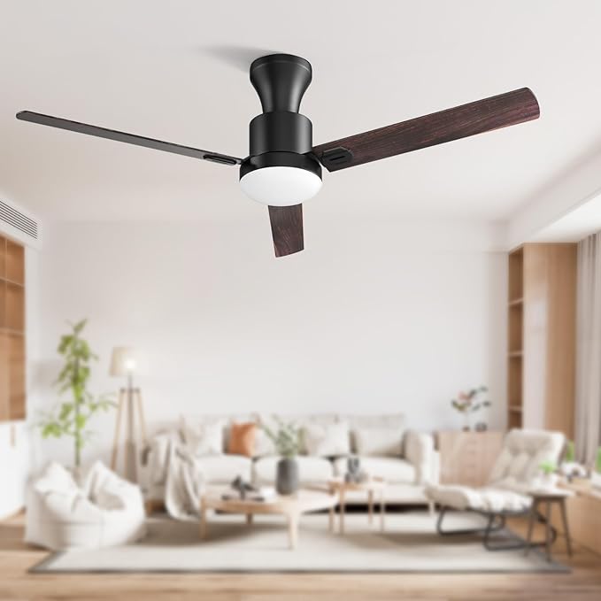 Obabala 52" Outdoor Ceiling Fan, LED Light, Smart Reversible DC Motor, 6 Speeds, Remote & APP Control, Modern Ceiling Fan for Living Room, Covered Porch
