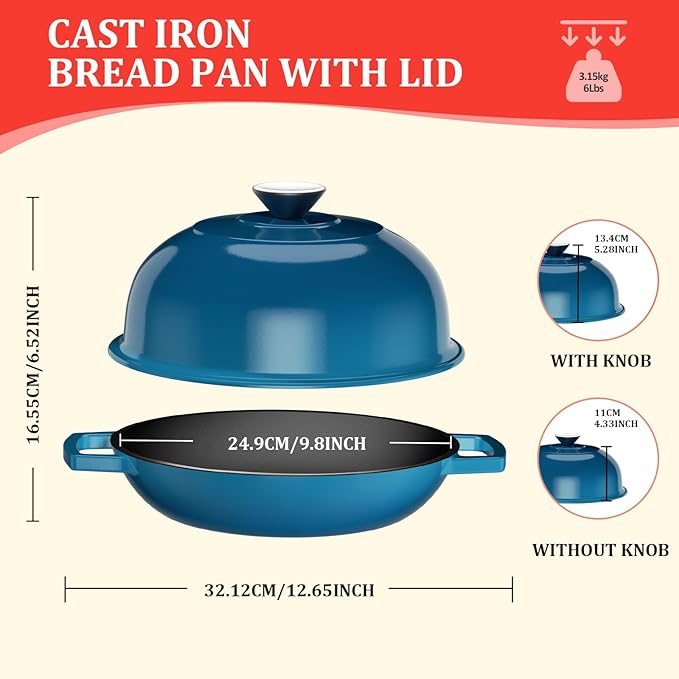 YUTANN Enameled Cast Iron Dutch Oven, 5 QT Nonstick Dutch Oven, Titanium Nonstick Coating, Ideal for Bread Baking/Braising/Roasting, Oven, Gas Stove and Stovetop Safe, Safe Material & Easy to Clean