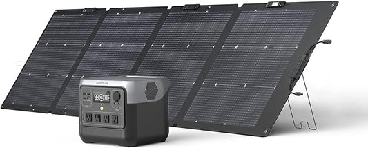 EF ECOFLOW Solar Generator RIVER 2 Pro 768Wh LiFePO4 Battery with 220W Solar Panel, 4x800W AC Outlets (1600W Surge), Portable Power Station for Home Backup Outdoors Camping RV Emergency
