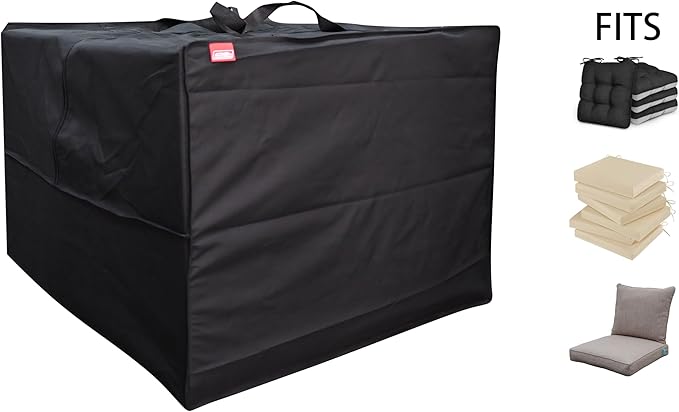 Outdoor Square Cushion/Cover Storage Bag, Protective Zippered Storage Bags with Handles, 32''L x 32''W x 24''H Black