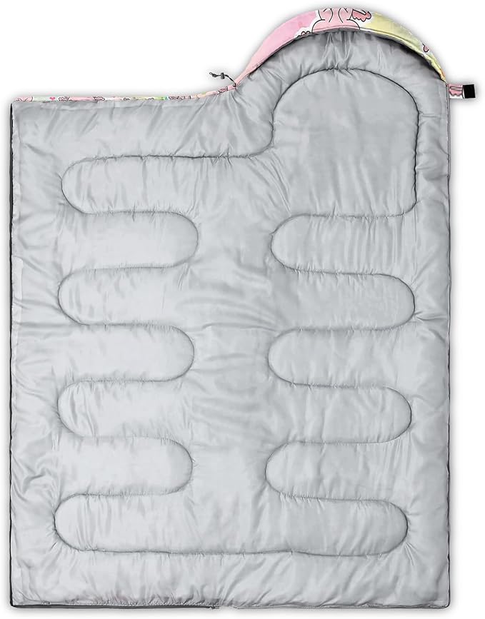 AILONEN Pink Lovely Rabbit Sleeping Bag for Girls Kids Adults,Warm and Cool Weather,Lightweight,Waterproof Backpacking,Cartoon Flowers Printed Bunny Sleeping Bag for Camping