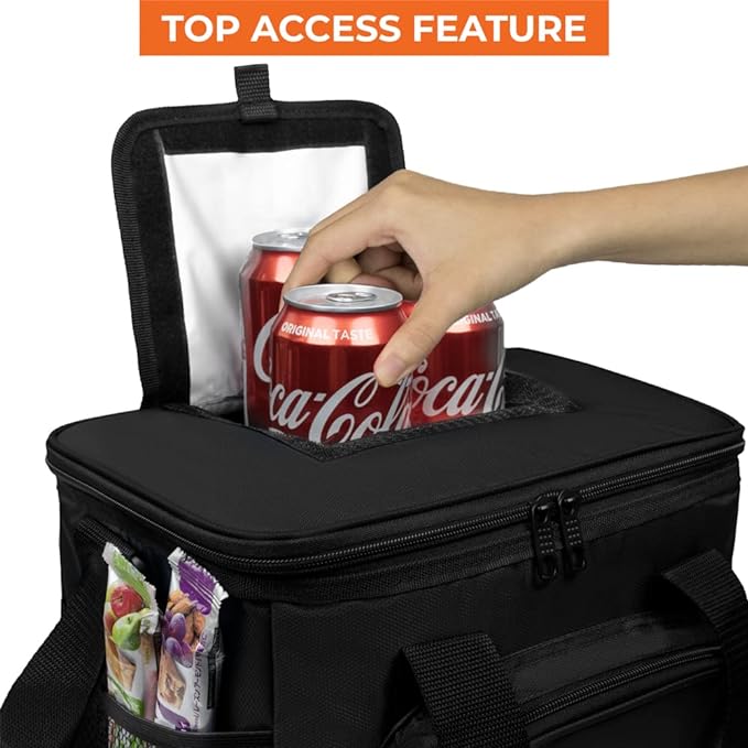 OPUX Soft Cooler Bag, Insulated Collapsible Lunch Cooler Bag for Men Work Camping Beach Travel, Portable Soft Sided Leakproof Waterproof Large Lunch Bag Box with Shoulder Strap 18 Cans, Black