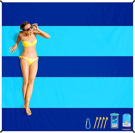 BYDOLL Beach Blanket Waterproof Sandproof 78''×81'' Suits1-4 Adults Compact Lightweight Oversized Sand-Free Blanket Large Picnic Mat for Beach Travel Camping Hiking
