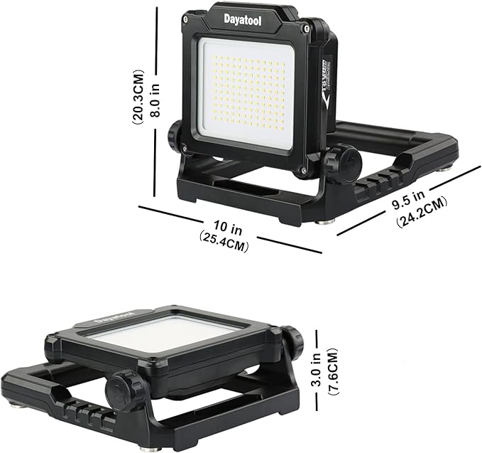 4000Lumens Work Flood Light Cordless Portable Rechargeable Led Work Lights with Magnet for Mechanic, Compatible with Dewalt 20v, Milwaukee,Makita 18v m18 Lithium Tool Battery, Black