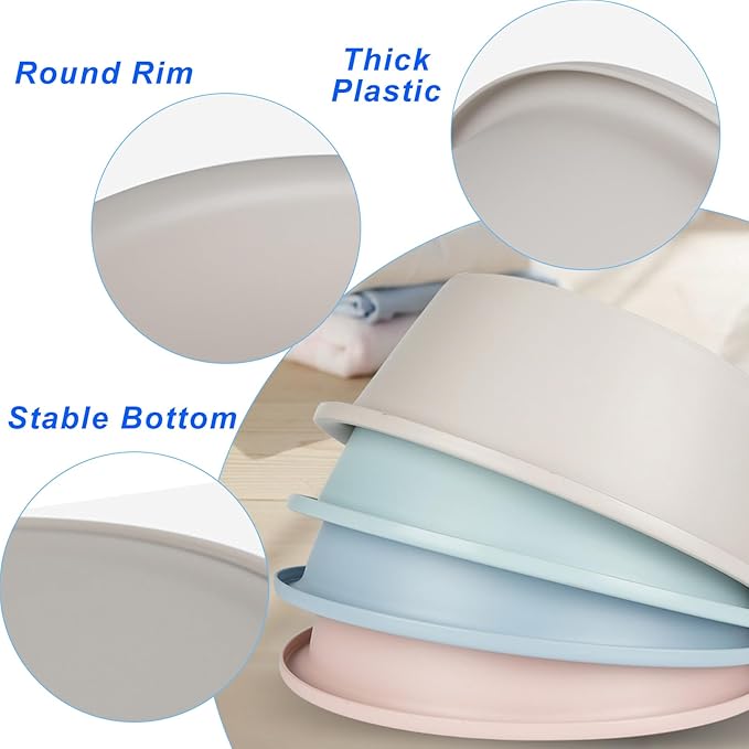 4 Pack Round Plastic Wash Basin, 5 Quart Small Basin Tub Stackable Camping Basin for Washing Face, Fruit, Dishes, Bottles, Home Kitchen Sink, 11.6 X 4.3 Inches, 4 Colors