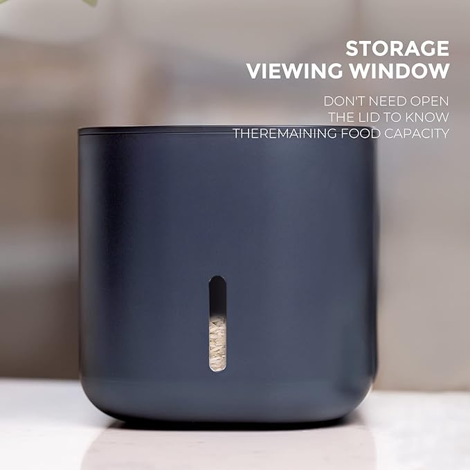 Zuutii Rice Storage Container,Food Container, Dry Food Storage, Pet Food Dispenser, 11lbs/6.9Qt Large Storage Bin with Lid,Silicone Ring & Moisture Proof, for Grain Cereal Soybean Corn, Black