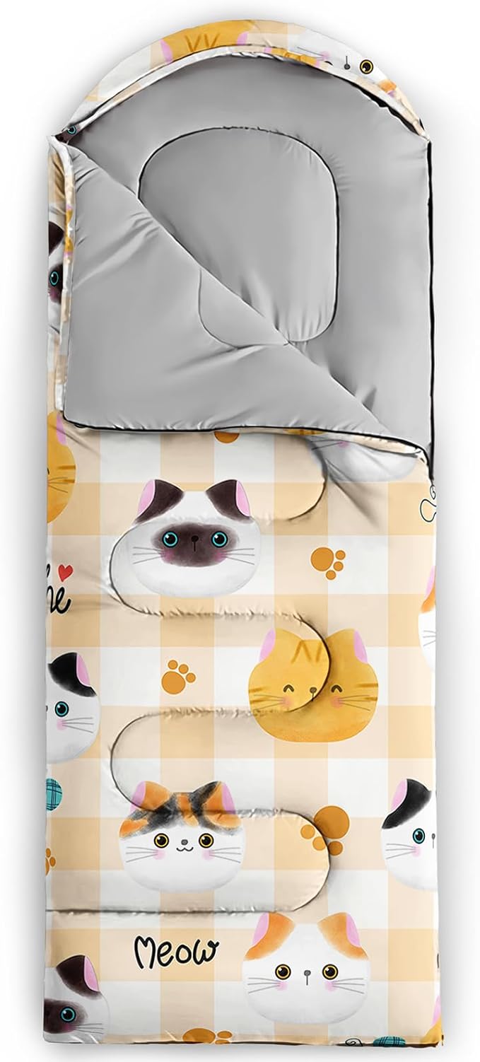 AILONEN Pink Lovely Rabbit Sleeping Bag for Girls Kids Adults,Warm and Cool Weather,Lightweight,Waterproof Backpacking,Cartoon Flowers Printed Bunny Sleeping Bag for Camping