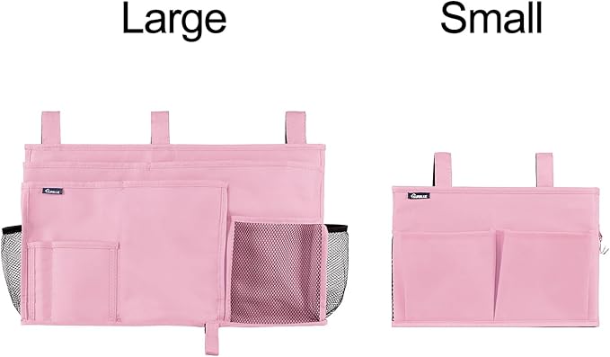 Surblue Caddy Hanging Organizer Bedside Storage Bag for Bunk and Hospital Beds, Pink, Small