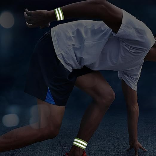 4 PCS Reflective Wrist Strap 5x1x1cm Safety Gear Reflective Wristbands High Visibility Ankle Bands Reflector Armband Self-Adhesive Reflective Bands for Walking,Night Sports Fluorescent Green