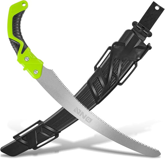 DNA MOTORING 15.5in Hand Pruning Saw, Hand-Held Garden Saw, Curved Blade Waist Saw for Tree Branches Trimming, Gardening, Woodworking, w/Scabbard, TOOLS-00594