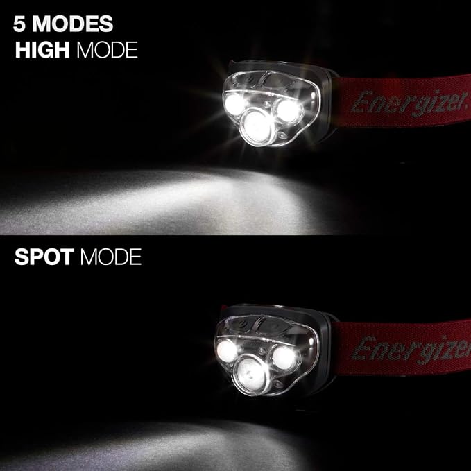 Energizer LED Headlamp, Bright Headlamp for Outdoors, Camping and Mechanic Work Light, Includes Batteries, Pack of 1, Rust Red