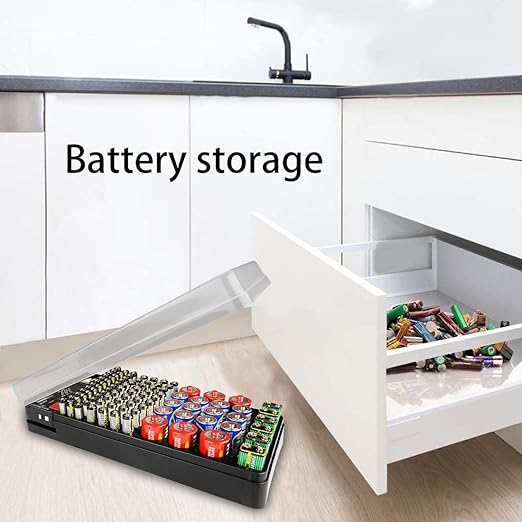 Battery Organizer Storage Case Holder with Tester Holds 98 Battery
