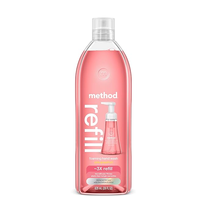 Method Foaming Hand Soap, Refill, Pink Grapefruit, Recyclable Bottle, Biodegradable Formula, 28 oz, (Pack of 1) (Packaging May Vary)