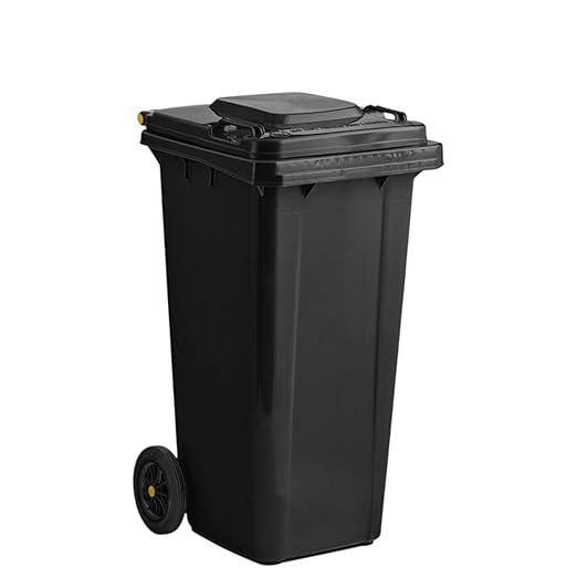 PRO&Family Wheeled Outdoor Trash Can Garbage Can Garage Trash Can for Restaurants/Hospitals/Offices/Back of House/Warehouses/Home (Black, 32 Gallon)