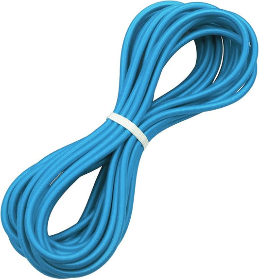 1/4" Elastic Bungee Shock Cords, 25 Feet Marine Grade Kayak Heavy Stretch String Rope & Tie Down Trailer Straps for DIY Projects Blue