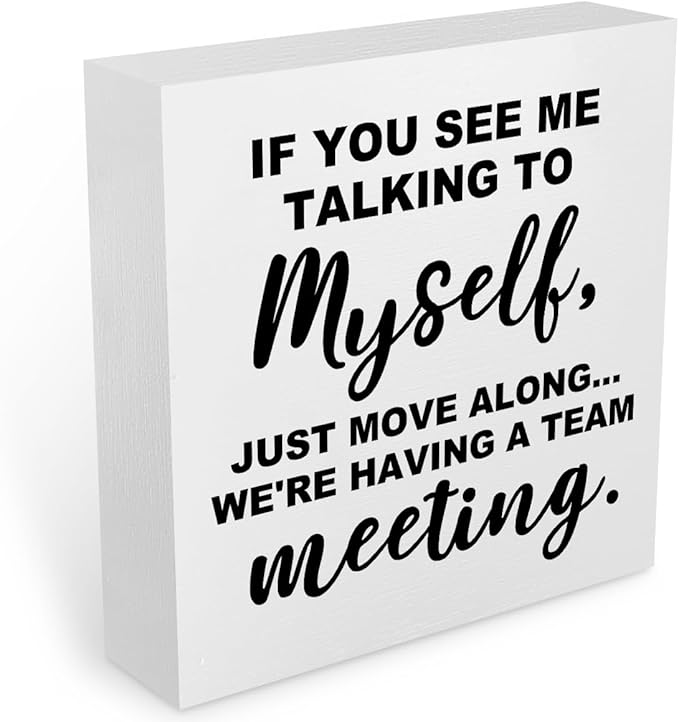 Funny Office Supplies Rustic Desk Decor White Wooden Box Sign Office Must Haves Humor Cubicle Decor Farmhouse Wood Plaque Work Desk Accessories Home Shelf Tabletop Counter Centerpiece Decorations