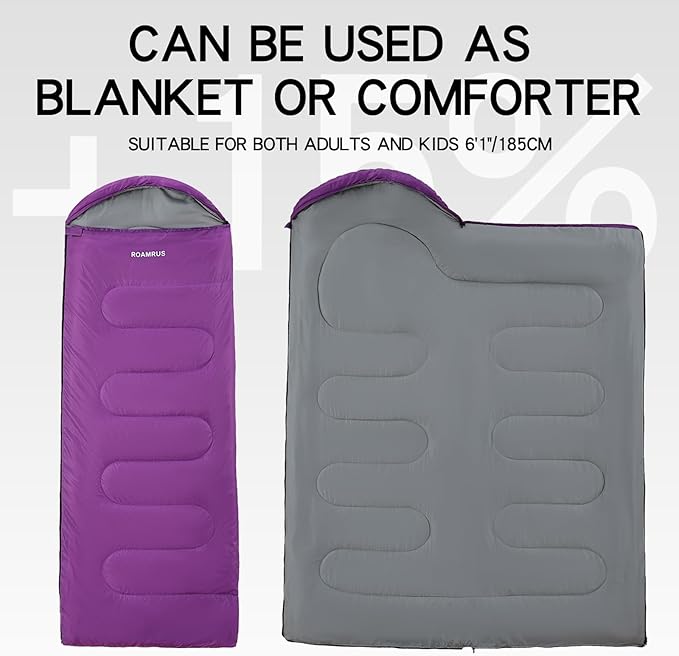 3 Seasons Sleeping Bags for Adults, Portable, Waterproof, Lightweight,with Storage Sack for Outdoor & Indoor, Hiking, Camping, Warm & Cold Weather Sleeping Bag for kids 10-12, Girls, Boys Mens