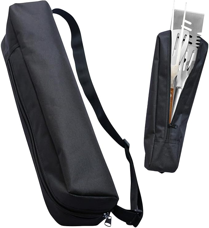 Grill Utensil Storage Bag, Grilling Bags for Outdoor Grilling, Foldable Grill Hardware & Tools BBQ Bag, Oxford Cloth Grill Utensil Storage Bag for Camping and Hiking BBQ(black)