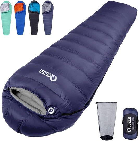 Down Sleeping Bag for Adults 0°F 10°F 15°F 20°F Backpacking Sleeping Bag for Cold Weather with Compression Sack