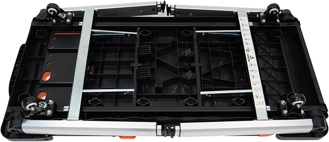 7 in 1 Foldable Multifunctional Workbench 330lbs/551lbs Capacity Height Adjustable Work Table with 4 Wheels Portable Transport Cart, Handcart for Warehouse Garage