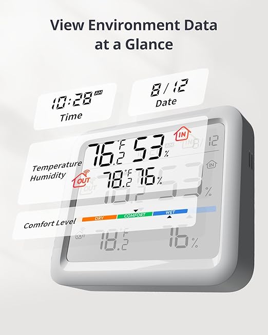 SwitchBot Meter Pro, Digital Hygrometer & Thermometer - Wireless Indoor Temperature & Humidity Monitor with Bluetooth App Control, Real-Time Alerts (1, Meter Pro+Outdoor Meter)